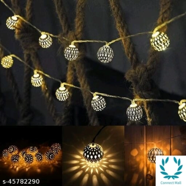 16 LED Metal Moroccon Orb Decorative String Light -  Yellow,  Metal, Pack of1